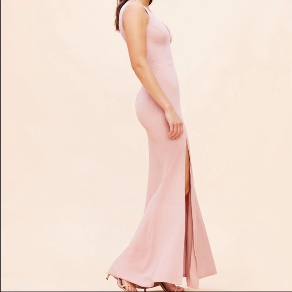 Dress the Population Sandra Maxi Dress Blush Pink V-Neck Size M